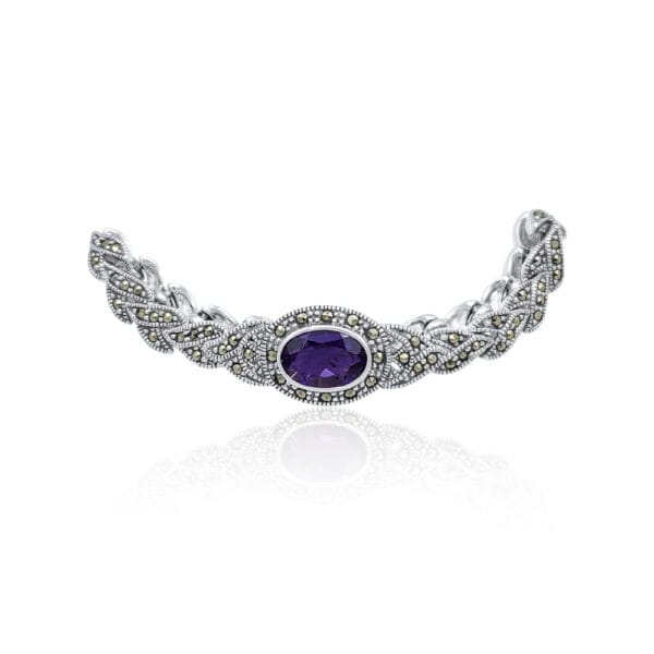 Silver Bracelet With Amethyst Stone