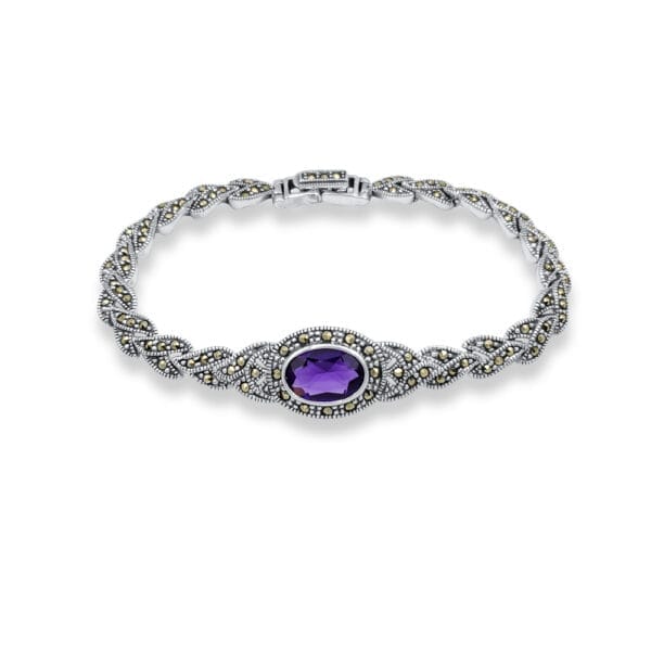 Silver Bracelet With Amethyst Stone - Image 2